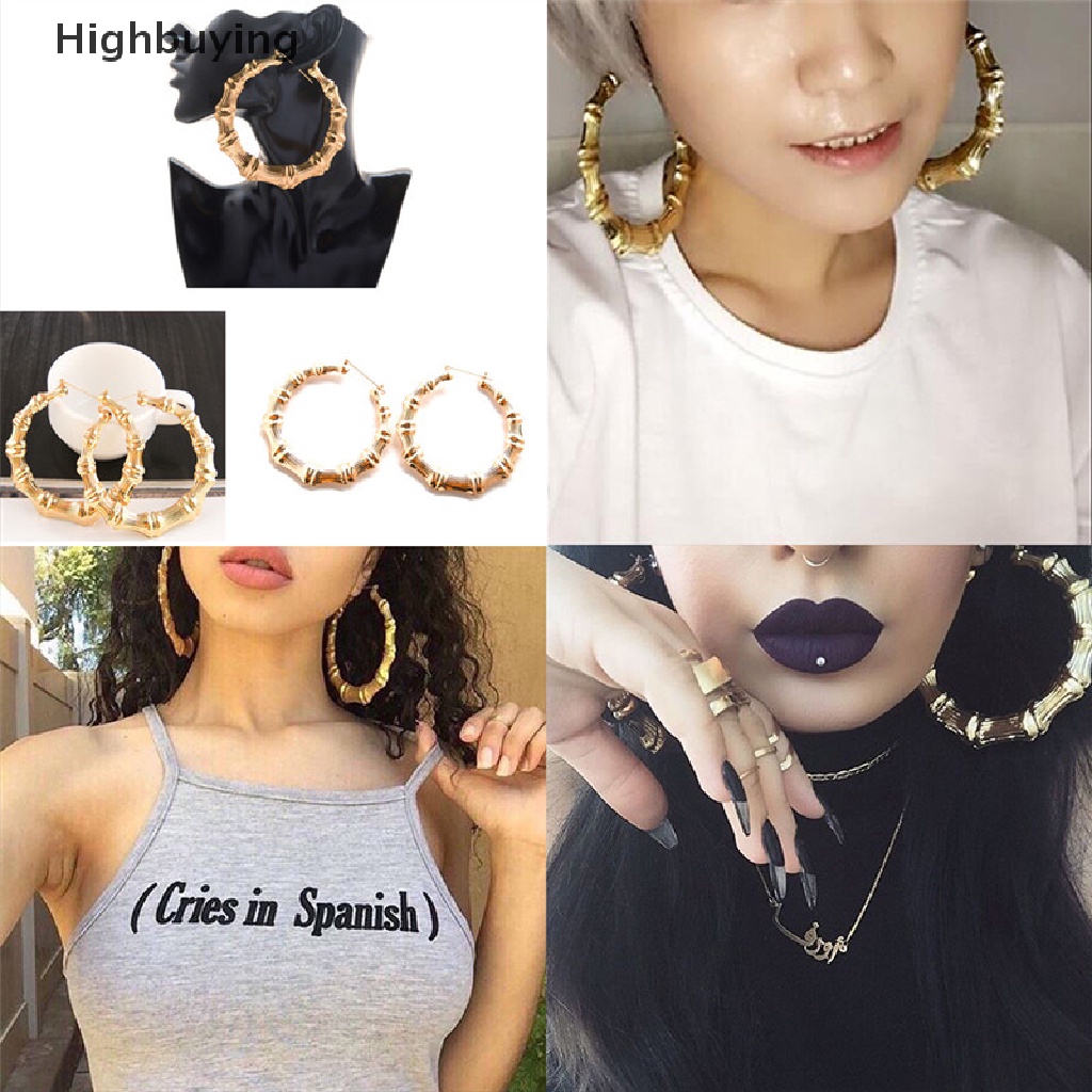 Hbid Anting Bambu Besar Anting Hip-Hop Wanita Hoop/Hoops Lingkaran Telinga Glory