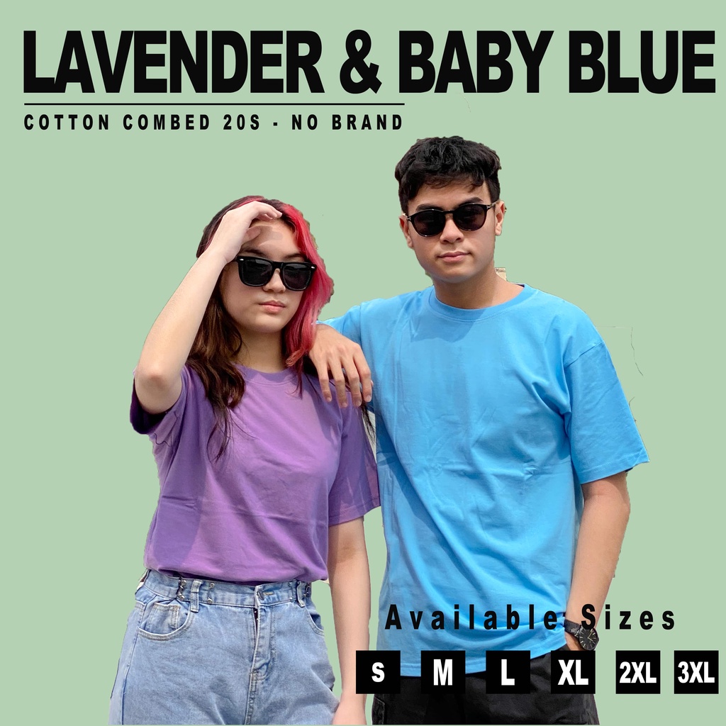 [TEBAL] KAOS POLOS BABY BLUE &amp; LAVENDER COTTON COMBED 20S | PENDEK PRIA WANITA KATUN 20S SHIRT JUMBO DEWASA