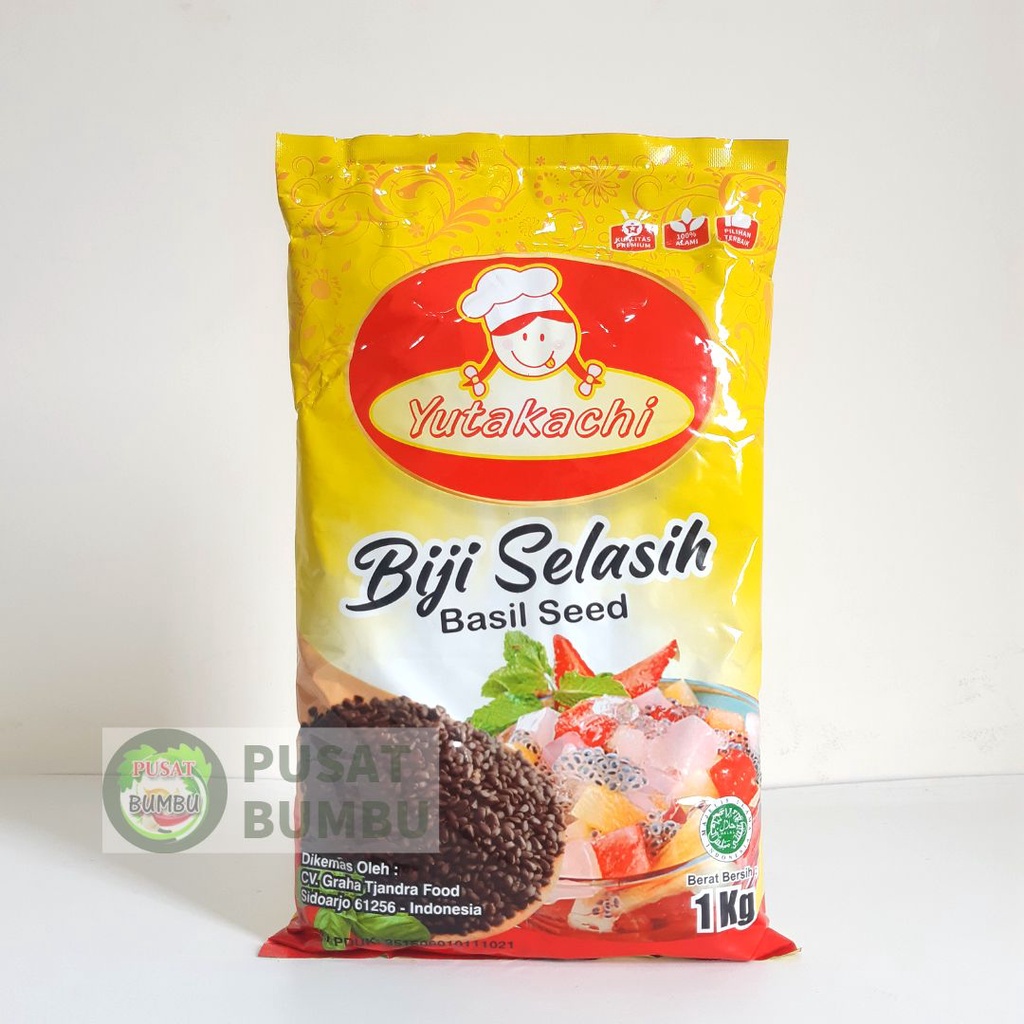 Biji Selasih Super 1Kg Yutakachi / Basil Seed / Selasih Super Kualitas Premium / Halal / Pusat Bumbu