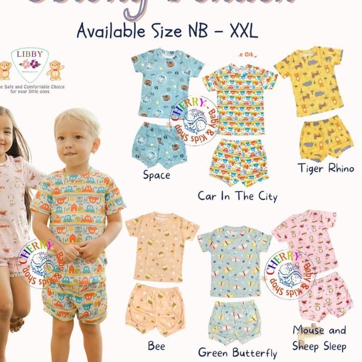 12.12 STOK READY Setelan Oblong Pendek LIBBY Tipis Cotton S M L Fun Land / Sweet Land Pakaian Bayi L
