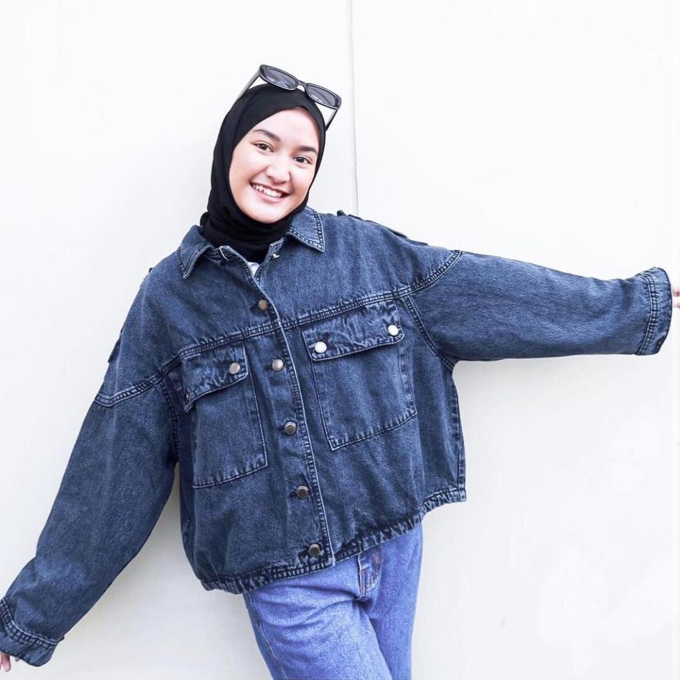 Paling Diminati ALMA JAKET JEANS SNOW OVERSIZE LD 110 - 150 CM I JAKET JUMBO DENIM WANITA