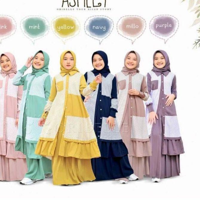 ◘ Ashley Kids Baju Muslim Anak Gamis Anak Perempuan Usia7-13th Baju Muslim Tanggung ▲