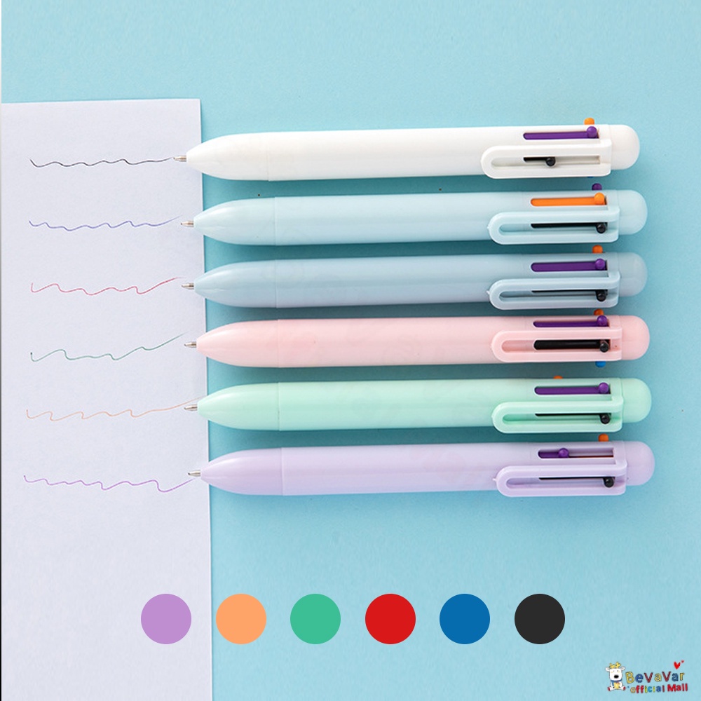 BEVAVAR Bulpoin 6 In 1 Gelpen 6 Warna Pulpen Mekanik 6 Warna