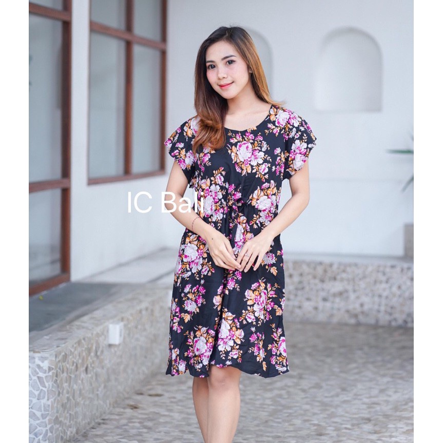 DRESS PENDEK IKAT MOTIF BUNGA/DRESS ELISABETH DE003