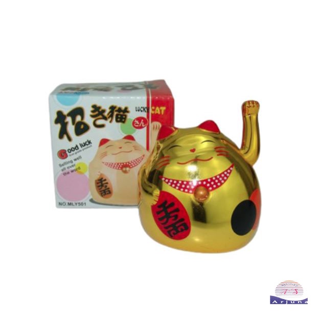 pajangan kucing hoki kucing rejeki kucing maneko neki lucky cat bulat 12cm