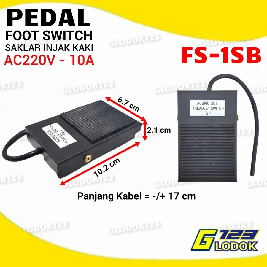 Foot Switch Saklar Injak Kaki Kaki AC 220V 10A 1No 1Nc Push On Off