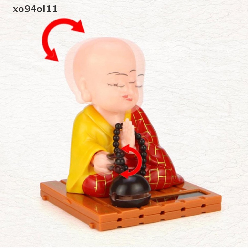 Xo Solar Powered Bobble Shaking Head Dancing Mainan Buddha Monk Doll Patung Patung Mobil Dash Board Dekorasi OL