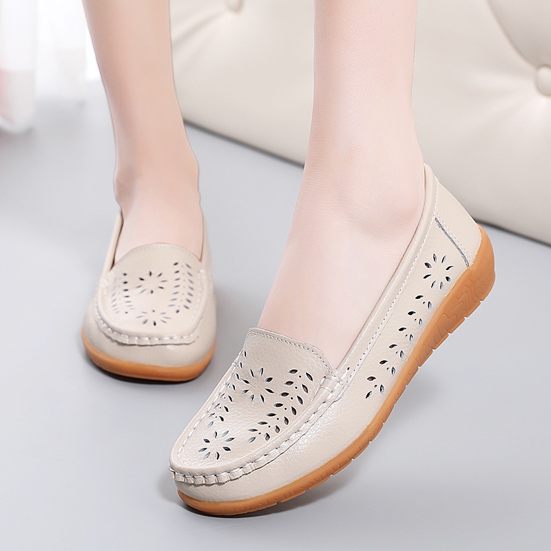 FOKU Sepatu Flat Wanita Sepatu Kulit Wanita Flatshoes Karet