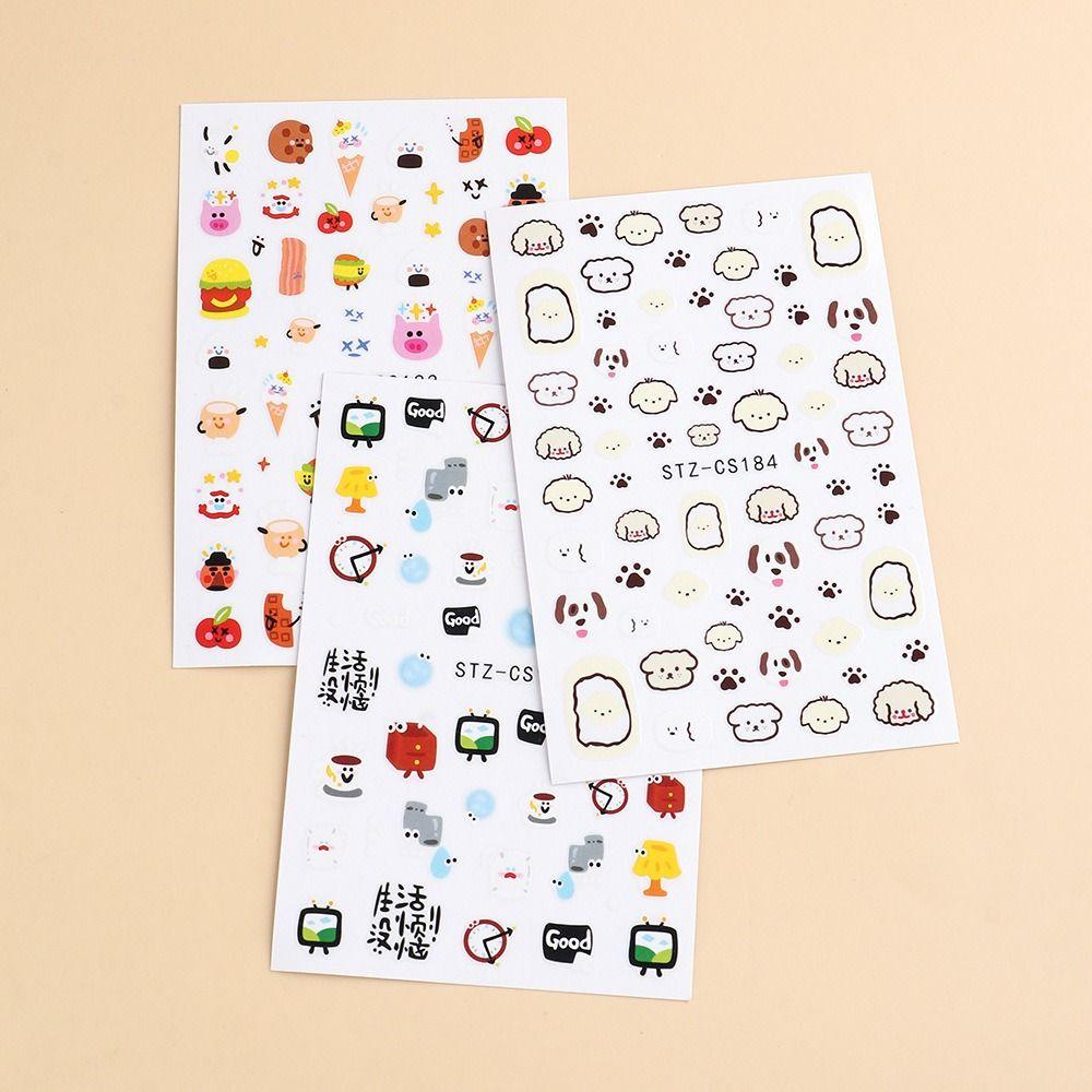 Mxbeauty Stiker Kuku Hewan Indah Motif Warna-Warni Kecantikan Decals Kartun Kucing Decal