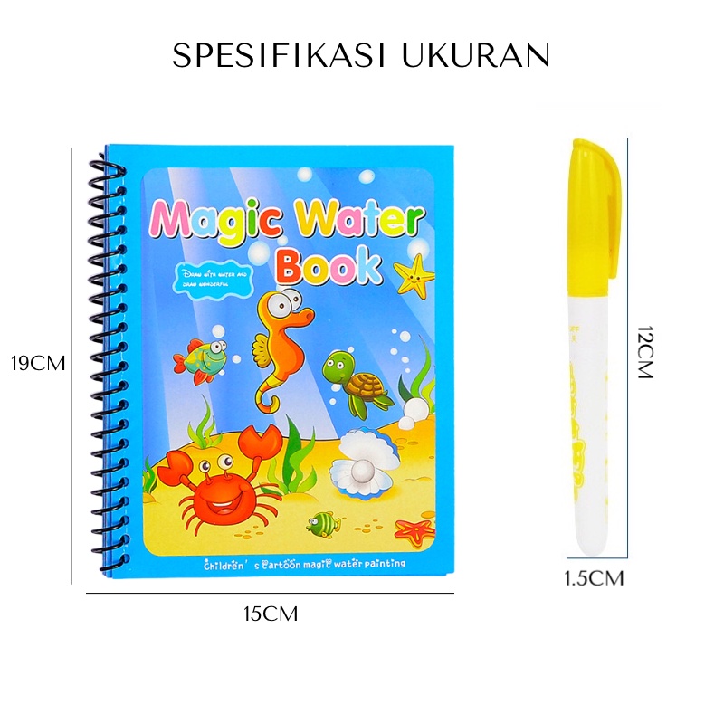 [IZUNA] MAGIC WATER BOOK / DRAWING BUKU AJAIB / BUKU GAMBAR AJAIB KARAKTER / BUKU MEWARNAI AJAIB / BUKU EDUKASI ANAK / MAGIC WATER COLOURING INVISIBLE INK