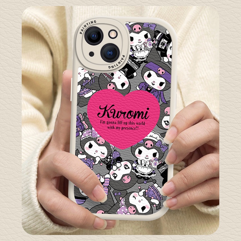 Case iPhone Untuk14 /13 /12 /11 Promax Kartun Love Hati Kuromi Casing Lembut Untuk Iphone6Per7 /8 Plus/X/XR/Xs Max Cover