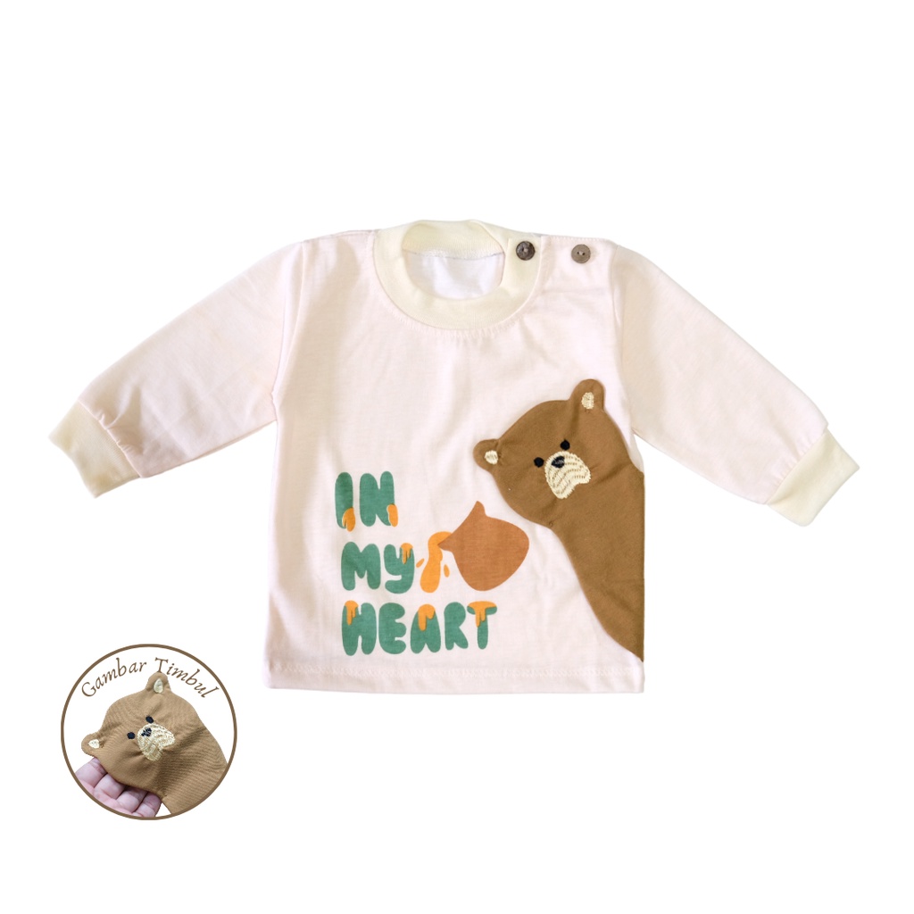 SETELAN PANJANG BAYI/ANAK MOTIF GAMBAR TIMBUL BEAR FULL PRINT (SETELAN BAJU PANJANG BABY/KIDS)