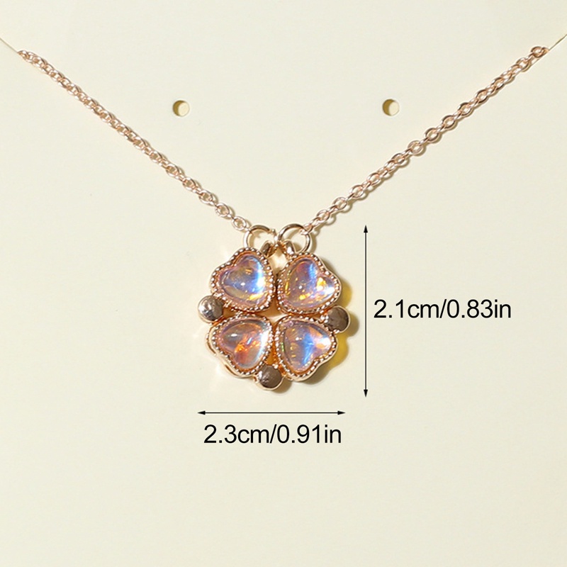 Desain Baru Berbentuk Hati Clover Magnetic Pendant Necklace Halus Gadis Wanita Heart Necklace Cute Clover Necklace Jewelry Gift