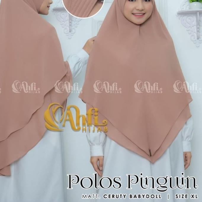 ♬ HIJAB KHIMAR CERUTY BABYDOLL MODEL PINGUIN POLOS SIZE XL JUMBO BY AHFI HIJAB/ANISAH HIJAB ✹