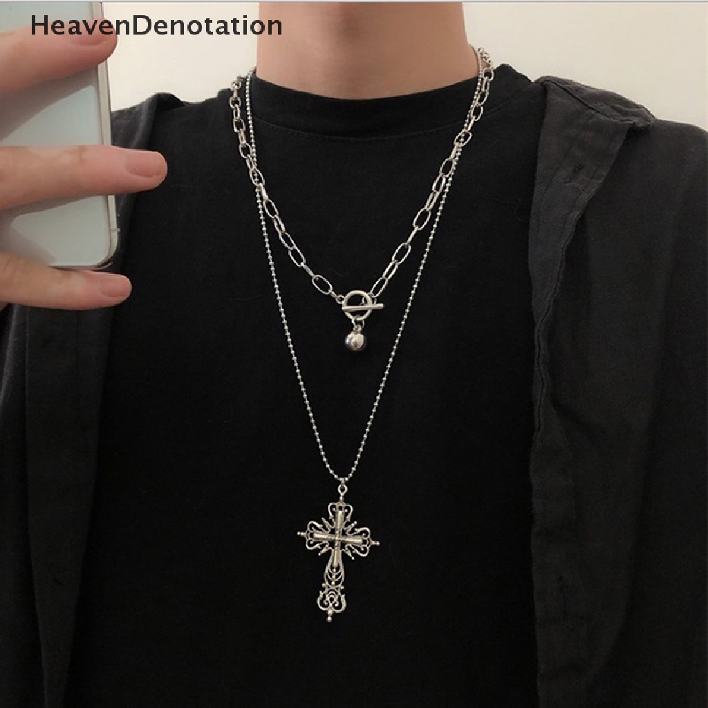 [HeavenDenotation] Gothic Gelap Gaya Liontin Salib Kalung Rock Punk Goth Fashion Necklaces HDV