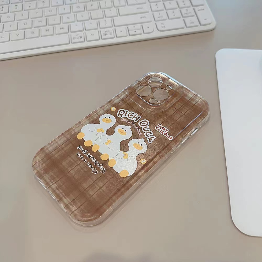 IPHONE Ins Motif Bebek Cocok Untuk Iphone14 14pro 14plus 13 13mini 13pro 13prm iPhone12 7Plus 8Plus Xr XS 13 12mini Pro Max Empat Sudut Casing Ponsel Transparan Tahan Guncangan