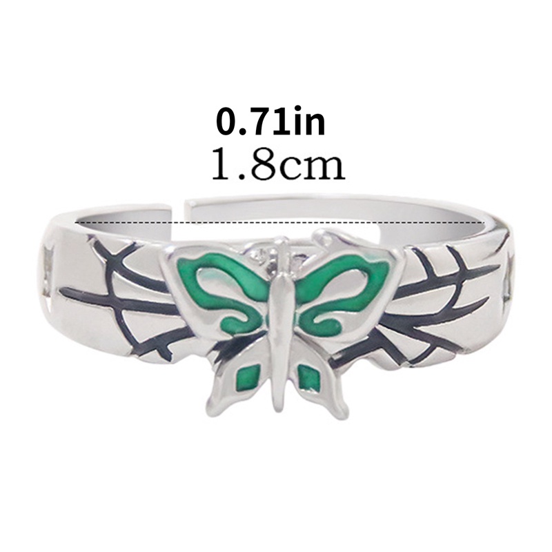 Pea Anime JoJos Bizarre Adventure Cincin Jolyne Cujoh Butterfly Metal Adjustable Ring Cosplay Fashion Aksesoris Perhiasan Hadiah