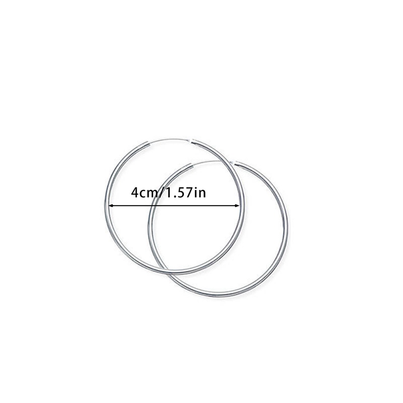 Anting Hoop Lingkaran Simple Halus Kepribadian Hiperbole925 Sterling Silver Untuk Wanita