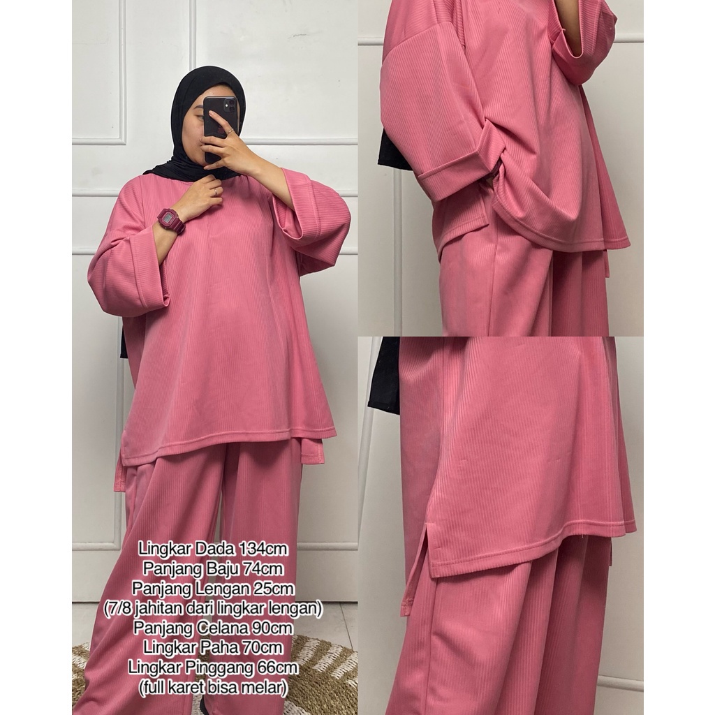 Setelan Wanita Jumbo LD 134cm Hijab Friendly Oneset Zahra Knit