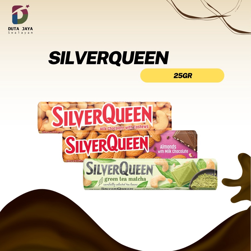 

Silverqueen Cokelat Milk Chocolate Cashew, Almond, Green Tea Matcha, Fruit&Nut 25 Gram