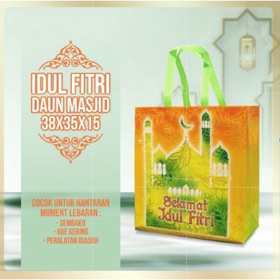 

Goodie Bag Lebaran Laminasi Jumbo | Tas Hantaran Lebaran Jumbo | Tas Parcel Lebaran Daun Masjid 38X35X15