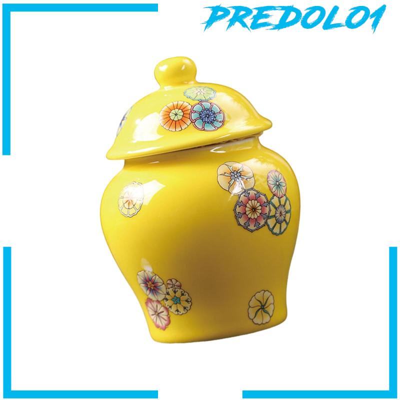 [Predolo1] Vas Guci Porcelain Dengan Tutup Handmade Untuk Ruang Makan Rumah Aksen Potongan