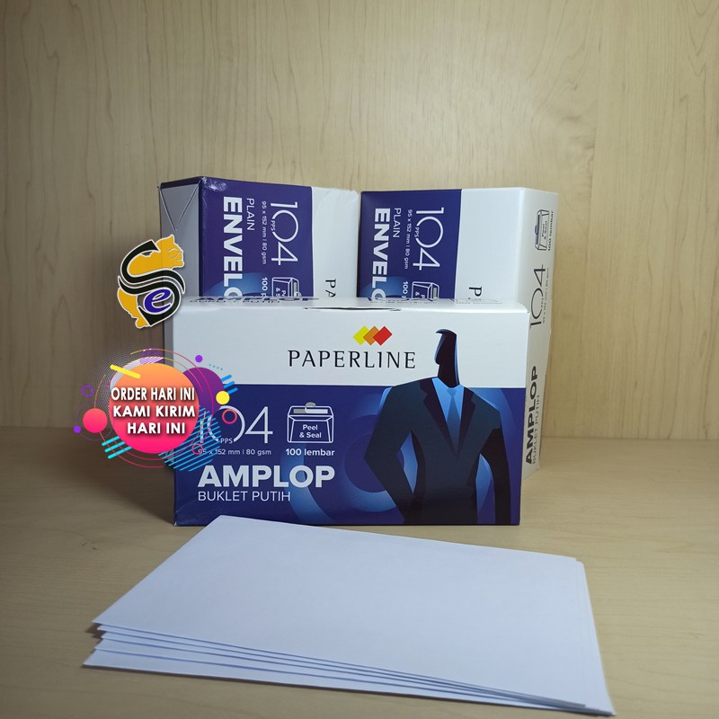 

Amplop Putih Ukuran Kecil 104 PPS Dengan Seal pengaman / Amplop Kondangan Merk Paperline Harga 1Box