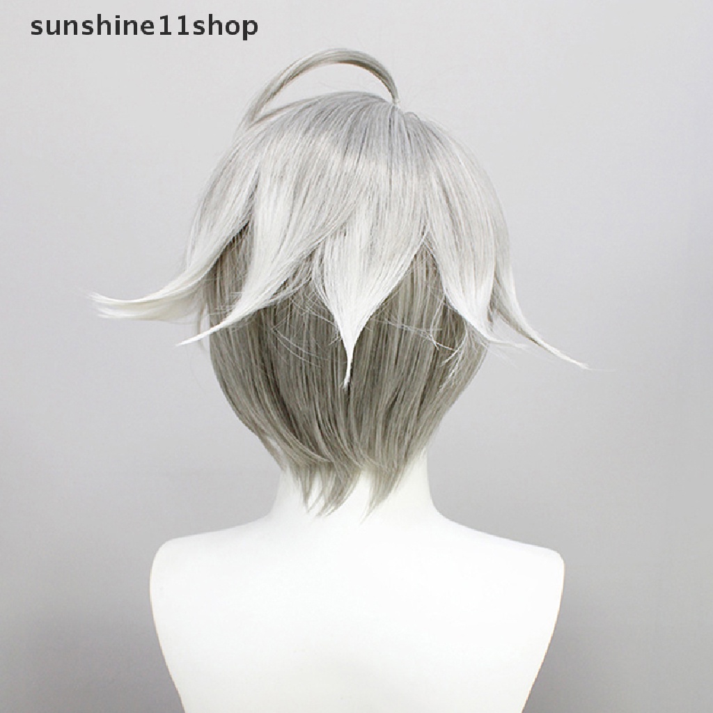 Sho Genshin Impact Al Haitham Cosplay Wig Pendek Abu Putih Wig Cosplay Anime Cosplay Wig Tahan Panas Wig Sintetis Wig Pesta N