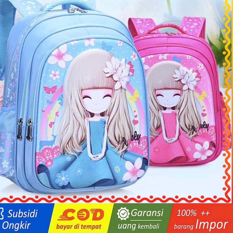 ✮ WWH04B Tas Anak Ransel Sekolah Bunga-Bunga Flower Girl Effiel Sophia Impor TKM ✫