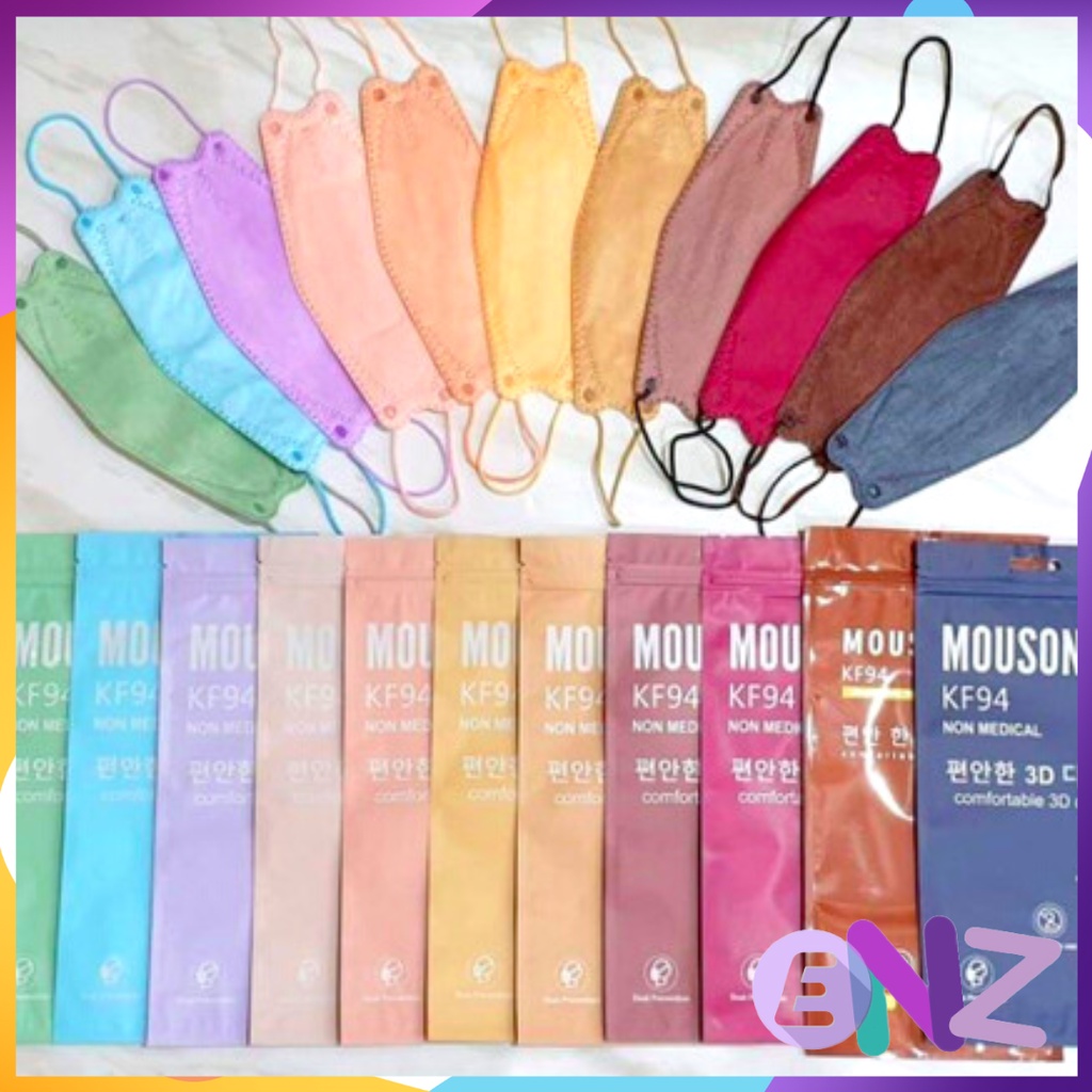 ENZ ® MASKER KF94 KF 94 MOUSON MODEL KOREA PREMIUM 4PLY 4 PLY HITAM PUTIH ABU 1 PACK ISI 10 PCS UKURAN DEWASA 1010