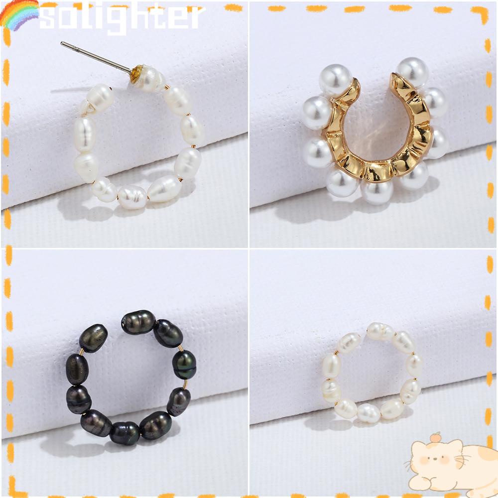 Solighter CZ Cuff Earrings Fashion Hadiah Perhiasan Tanpa Tindik Zirkon Telinga Manset