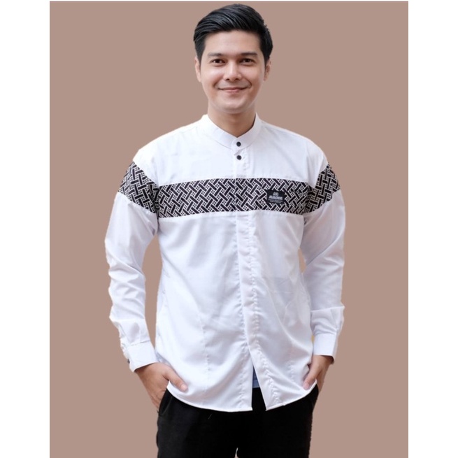 Baju Koko Pria Dewasa Lengan Panjang Motif Kobata Kombinasi Batik Terbaru,