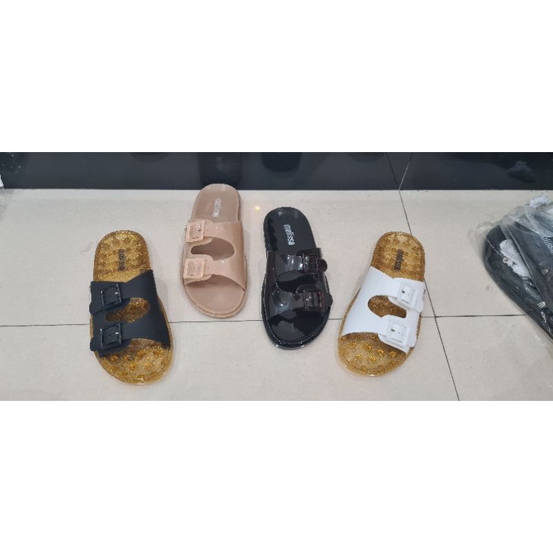 1:1 Ori Melissa Wide Ad Sandal Karet Santai Wanita Terbaru