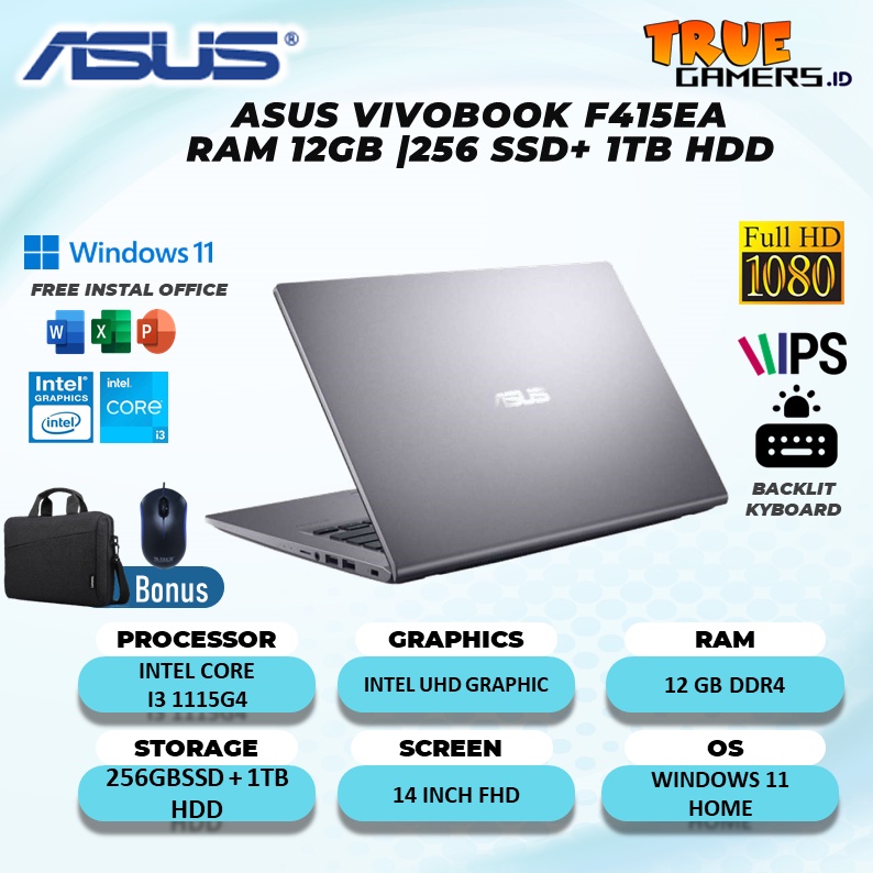 Laptop Asus Vivobook GO 14 E410KA Intel N4500 RAM 8GB SSD 512GB Windows Office ORI
