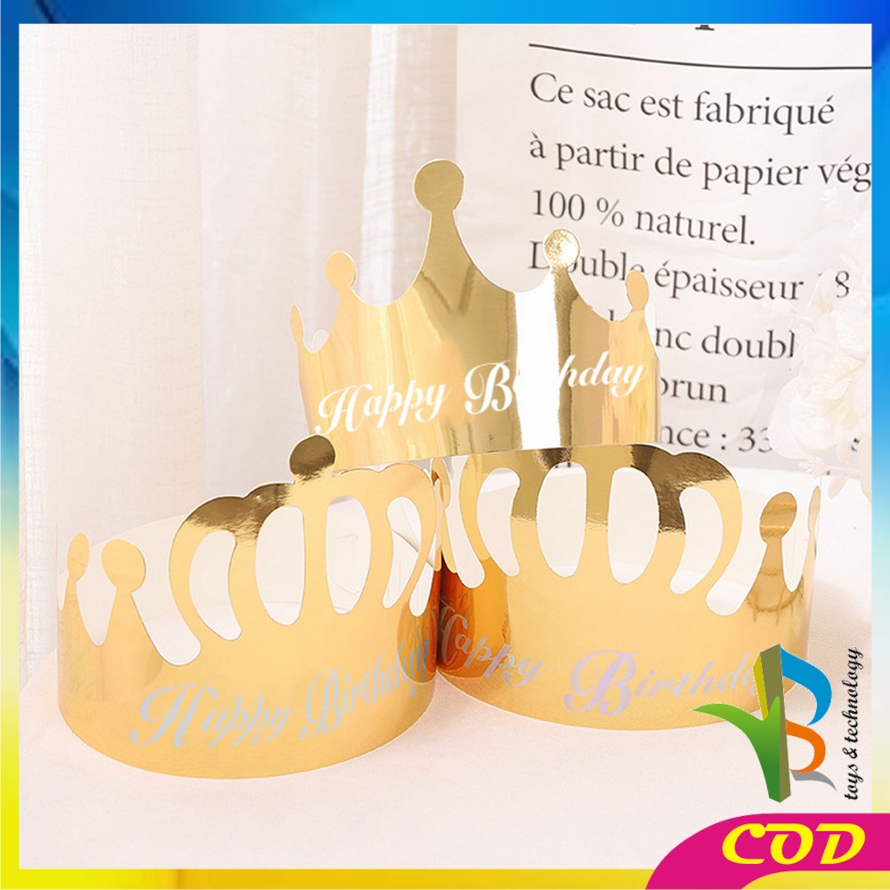 RB-C790 Topi Anak Ulang Tahun Kertas Bentuk Mahkota / Crown Happy Birthday Party Hat Topi Kertas HBD Dekorasi Pesta