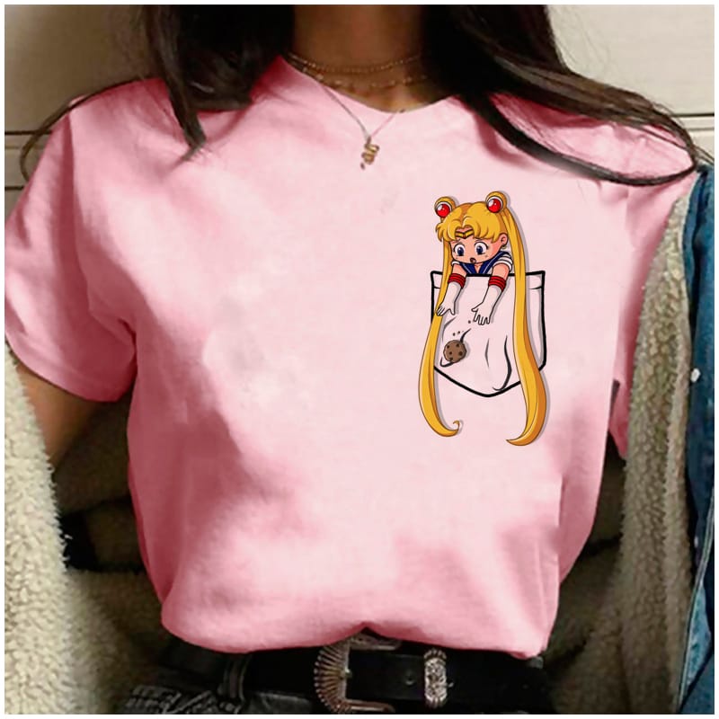 MYSTIQUE.ID-BAJU KAOS SAILOR MOON SAKU TSHIRT LUCU KEREN DAN AESTETIC