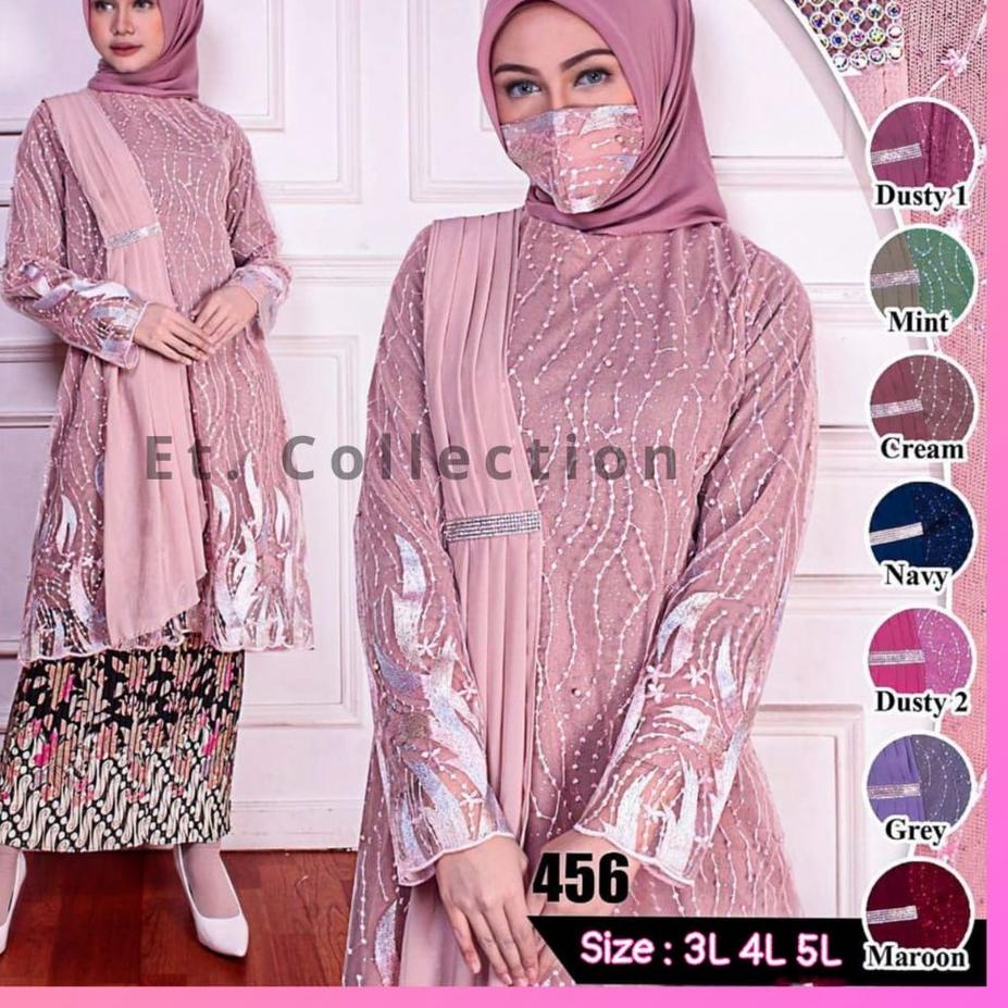 ☑ Kebaya Tunik Selendang Jumbo - Dress Pesta - Kebaya Modern (Free Hijab) ●