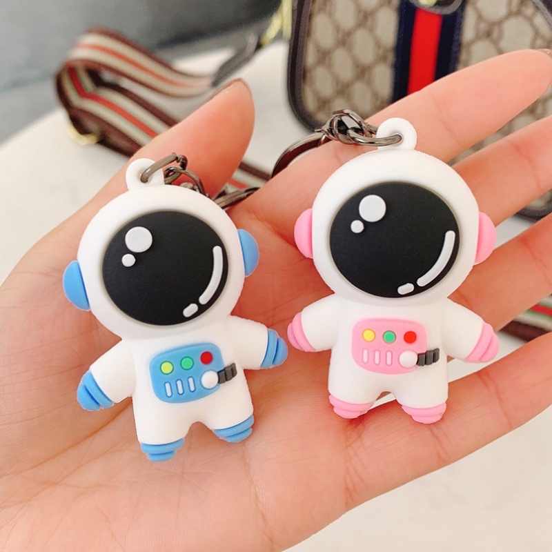 Kreatif Astronot Gantungan Kunci Pasangan Key Ring Charm Boneka Silikon Aksesoris Pasangan Tas Trendi Hiasan Hias