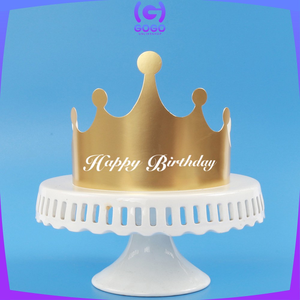 GOGO-C790 Topi Anak Ulang Tahun Kertas Bentuk Mahkota / Crown Happy Birthday Party Hat Topi Kertas HBD Dekorasi Pesta