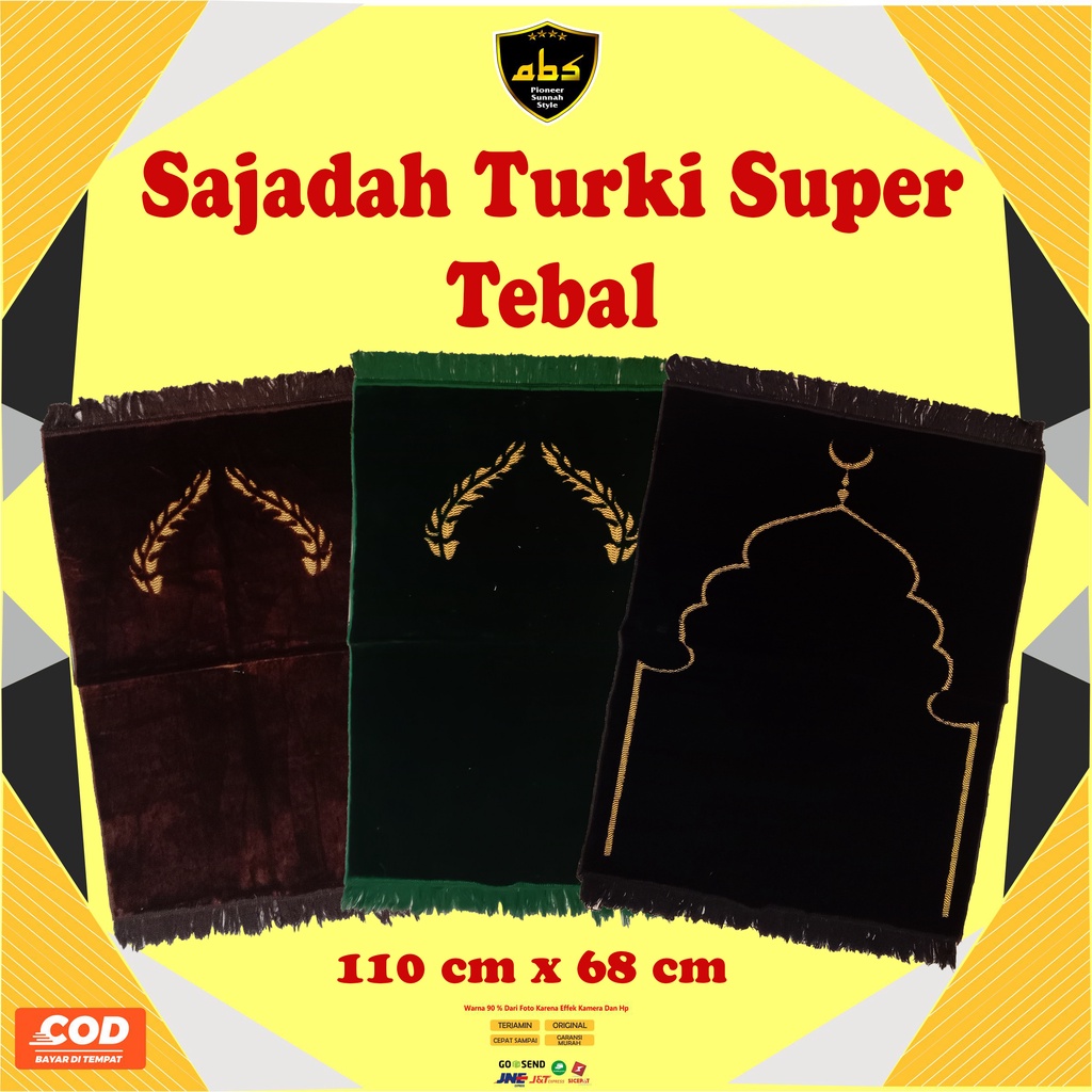 Sajadah Turki Sabeena Ultra Warna Sajadah Plain Series Sajadah Dewasa Perlengkapan Sholat Salat Haji Umroh