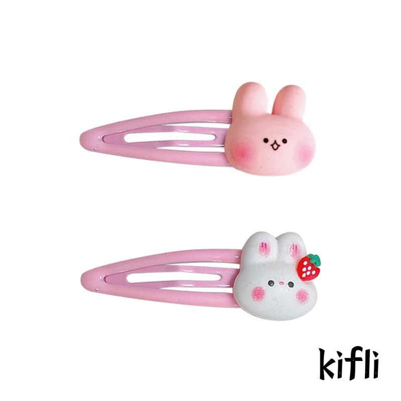 [KD] Musim Dingin Kartun Sisi Poni Klip Hiasan Kepala Gadis Manis Lucu Strawberry Bunny Hairpin