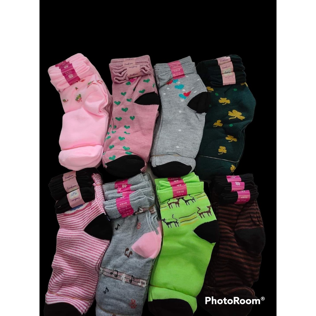 6 PASANG KAOS KAKI PENDEK3/4 MOTIF WANITA DEWASA&amp;REMAJA (random)