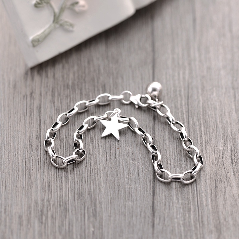 Gelang Bahan Sterling Silver 925 Desain Bintang Gaya Korea Untuk Pasangan