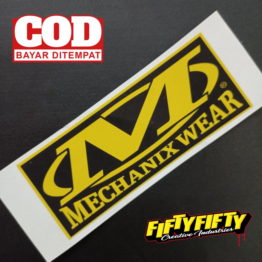 Stiker Print Cut MECHANIX WEAR Stiker Printing Laminasi Glossy Stiker Motor Mobil Helm Sudah Membentuk Pola Desain