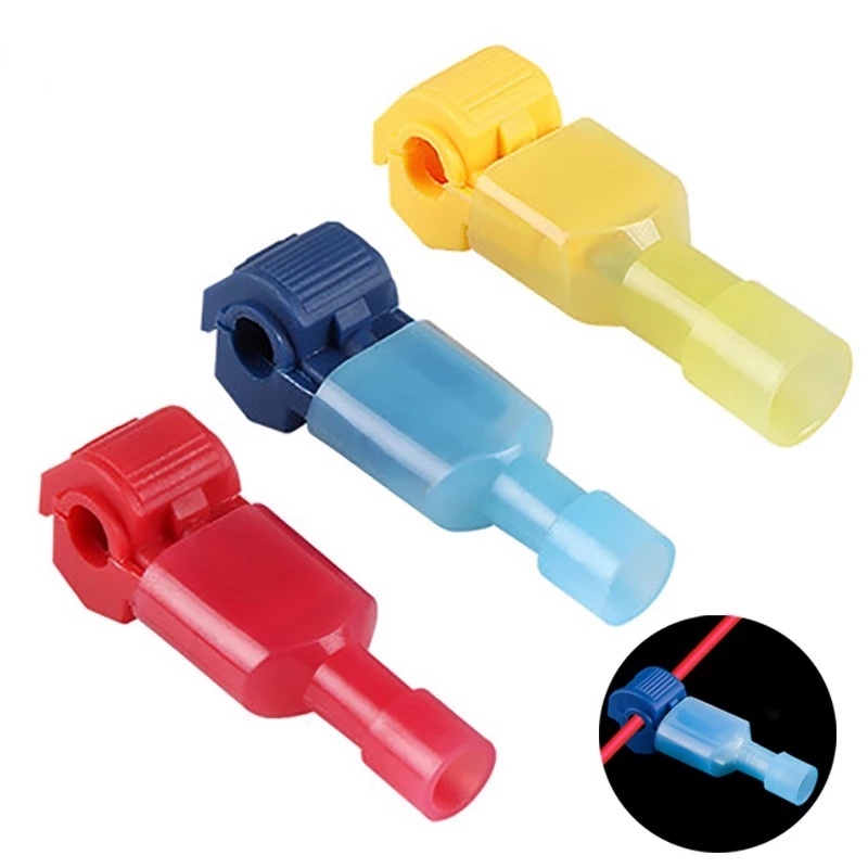 Terminal Garpu Quick Male Insulated Kawat Listrik T Type Wire Untuk Soft Wire Self Disconnect Connector Gripping