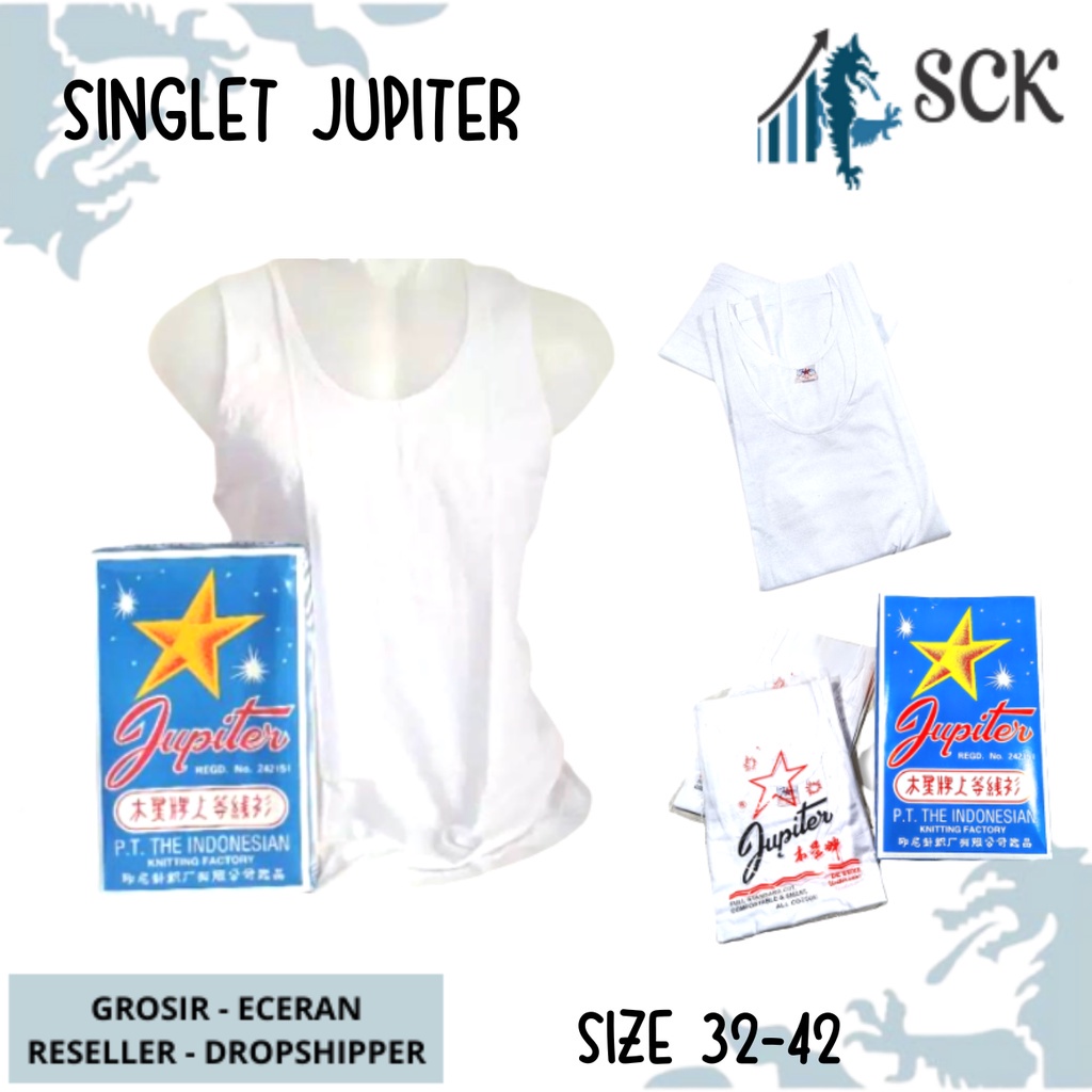 [ISI 1] Singlet JUPITER 32-42 Pria Ukuran Besar / Kaos Dalam JUPITER Katun Original Size 32-48 / Singlet Pria - sckmenwear GROSIR