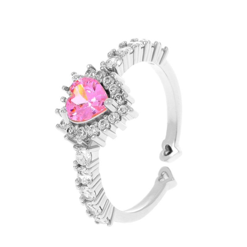 Cincin Berlian Cinta Merah Muda Retro Mewah Manis Cincin Lamaran Fashion Untuk Pacar