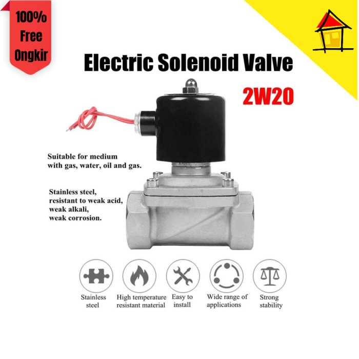 Kran Otomatis Electric Solenoid Water Valve 220V 3/4 Inch - Brass Kuningan, 1/2 inch