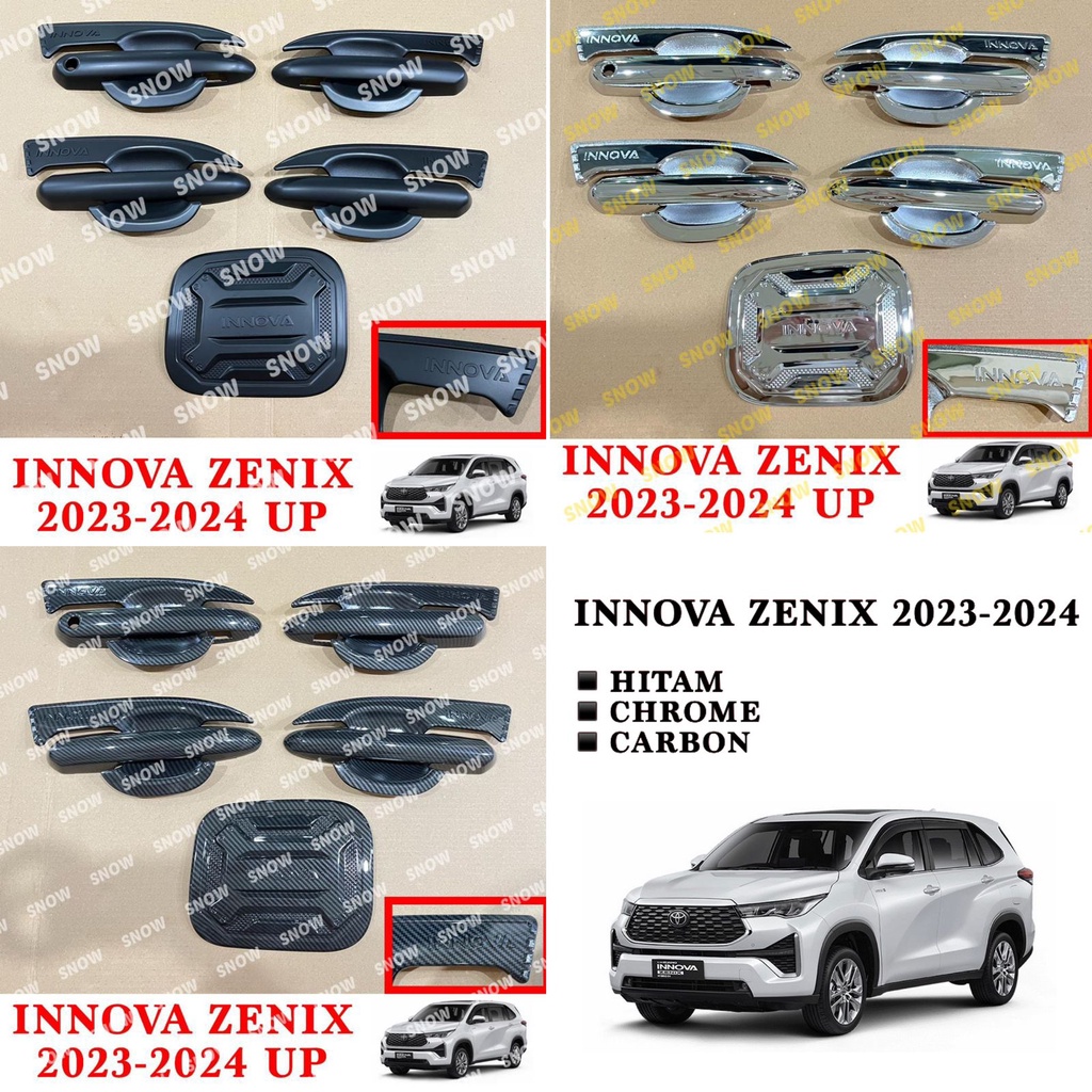 Paket Outer Handle Tank Cover All New Innova Zenix 2022 2023 2024 UP Hitam Chrome Carbon