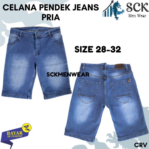 Celana Pendek Pria CRV Jeans KANCING Model Reguler Standar Polos size 28-38 JUMBO - sckmenwear GROSIR